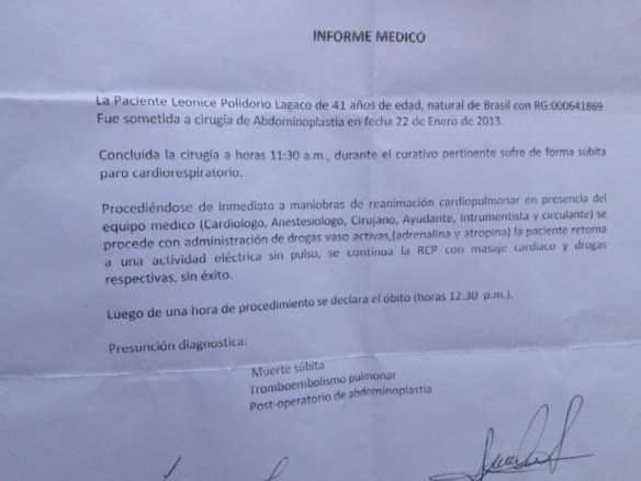 Laudo do hospital boliviano constatou morte por parada respiratória (Foto: Paula Casagrande/G1)
