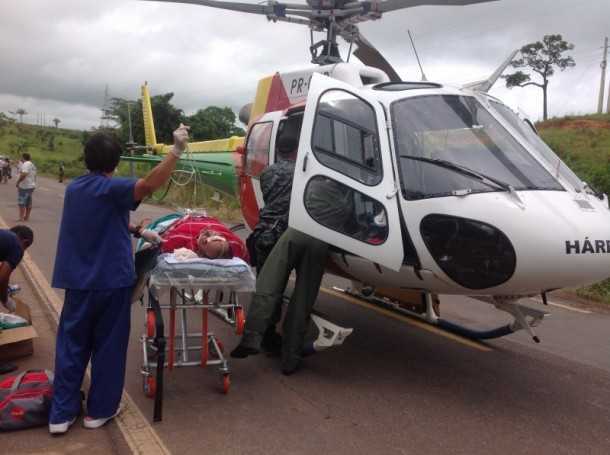 Helicóptero João Donato ajuda a socorrer vítima de grave acidente (Foto: Assessoria Sesp)