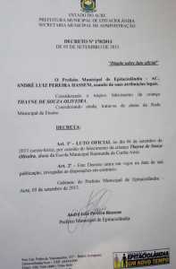 Decreto publicado pelo prefeito André Hassem
