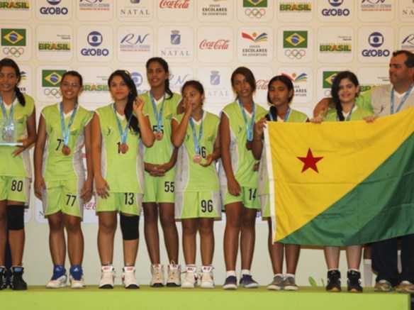 Equipe de basquete sub-14 da escola Divina Providência, do município de Xapuri, foi destaque na competição nacional