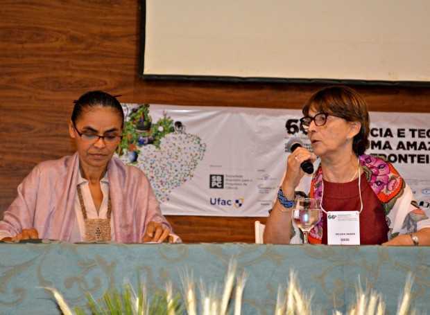 Marina Silva, vice na chapa com Eduardo Campos (PSB) foi a única a participar do encontro dos presidenciáveis durante a SBPC 2014, realizada no Acre (Foto: Caio Fulgêncio/G1)