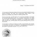 Documento do Consulado Brasileiro avisando do fechamento da fronteira