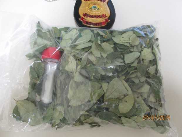 Além de folhas de coca, dentro de pacotes havia frascos com pó branco que ainda não foi identificado pela polícia (Foto: Divulgação/Polícia Civil de Feijó)