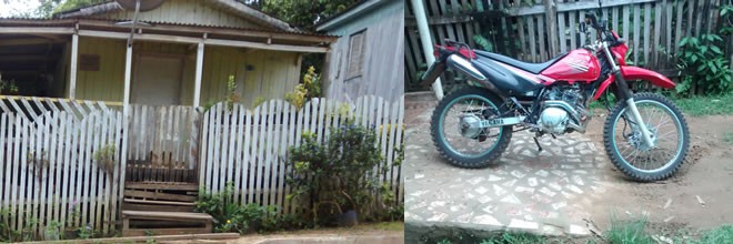 Casa e a moto que Raimundo está vendendo para comprar o remédio. Contato: 9962-1237