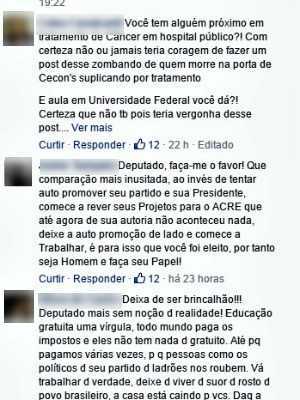 Internautas rebateram postagem de Sibá Machado (Foto: Reprodução/Facebook)