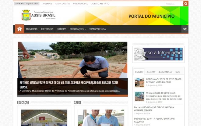 Prefeitura de Assis Brasil tem 45 dias para ajustar portal da transparência (Foto: Reprodução/Prefeitura)