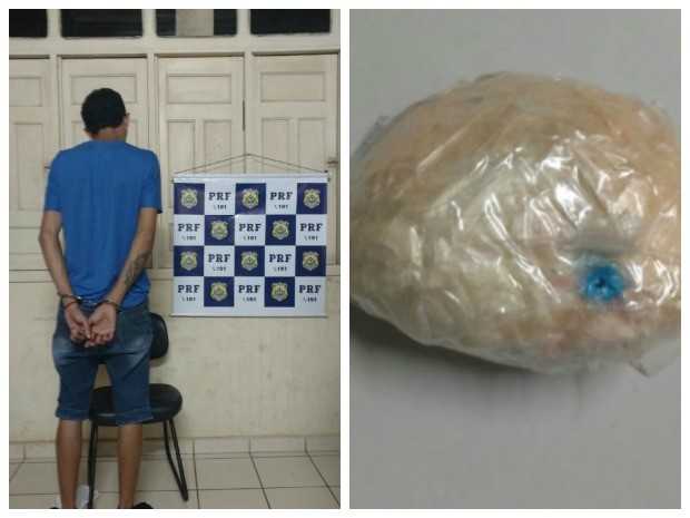 Jovem de 18 anos fo preso em rodovia no Acre suspeito de transportar cocaína (Foto: Divulgação/PRF-AC)