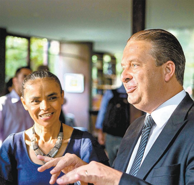 A ex-senadora Marina Silva e o governador de Pernambuco, Eduardo Campos (PSB), em São Paulo (Foto Danilo Verpa/Folhapress)