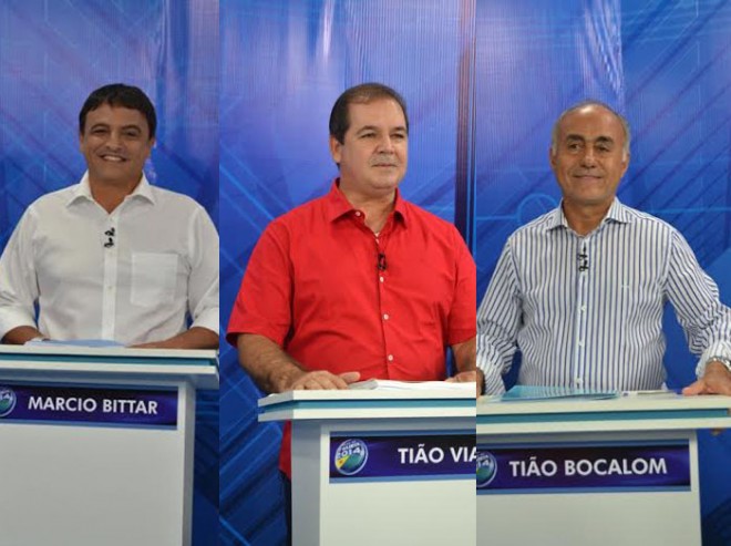 Ao fazerem perguntas ao candidato petista, Bittar (PSDB) e Tião Bocalom (DEM) o levaram ao extremo da irritação