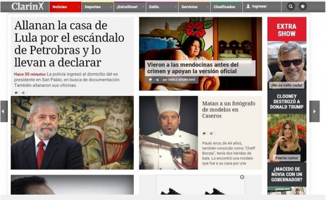  Um dos maiores jornais da Argentina, o Clarín deu manchete para a operação na casa do ex-presidente Foto: Reprodução 