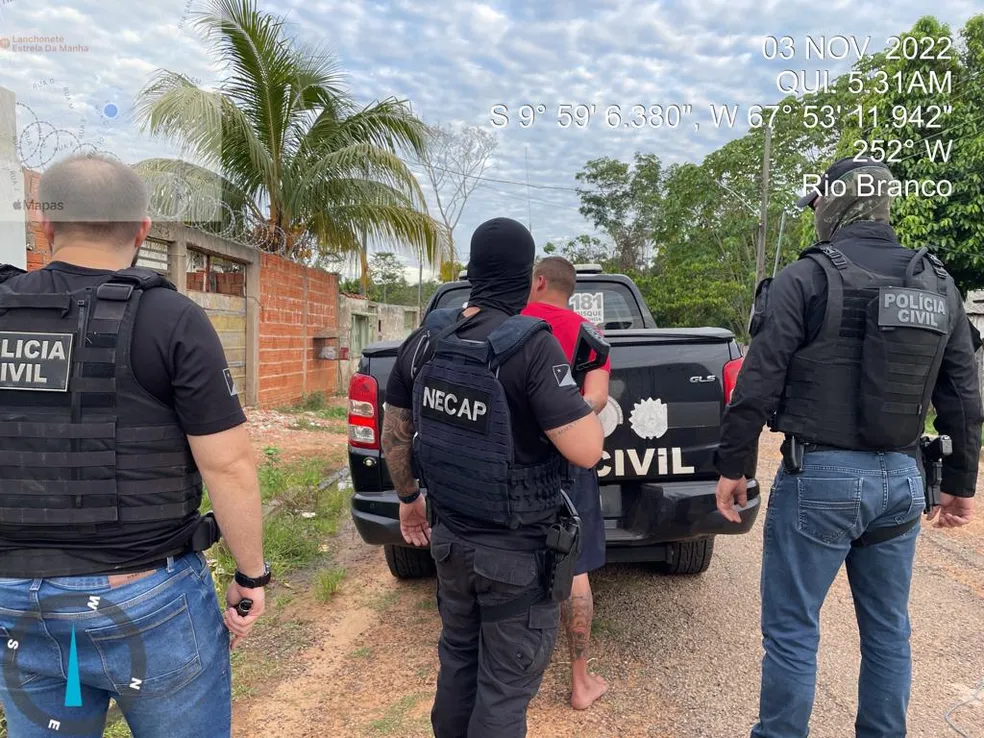 Polícia prende suspeito de ser mandante de ataques e homicídios em cidade no interior do Acre — Foto: Asscom/PC