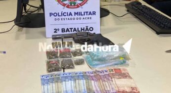 Em Rio Branco, membro de facção é preso com drogas e arma roubada de empresa de segurança de Porto Velho