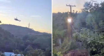 VÍDEO: helicóptero alvo de disparos acaba esbarrando na rede elétrica ao desviar dos tiros