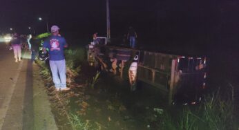 Caminhão boiadeiro tomba e deixa motorista ferido em Rio Branco