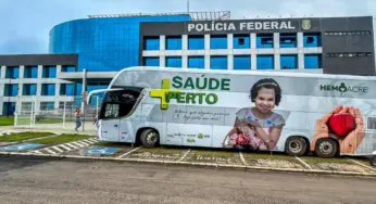 Com sede em manutenção, Hemoacre faz coleta externa em frente à PF
