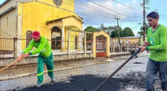 Governo do Acre reforça recuperação de ruas em Brasileia com 400 toneladas de asfalto
